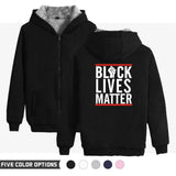 Black Lives Matter Dressing Winter Fleece-Lined Thickened Hooded Zipper Sweatshirt