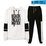 Black Lives Matter Clothing Printed Casual Patchwork Hooded Sweatshirt and Sweatpants Suit