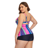 Women Plus Size Swimwear Tankinis Swimsuit Printing Conservative Hot Spring Four-Corner Split Swimsuit
