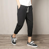 Linen Pants Straight Leg Pants Drawstring Lightweight Elastic Beach Pants Men's Summer Casual Linen Pants Loose