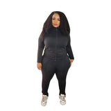 Women Plus Size Co-Ords Zipper Fashion Casual Two-Piece Suit