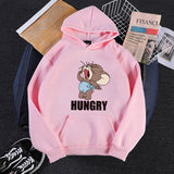Tom and Jerry Hoodie Autumn and Winter Loose Cat and Mouse Hooded Fleece Lined Sweater Men and Women