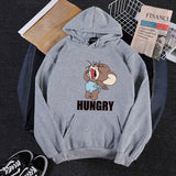 Tom and Jerry Hoodie Autumn and Winter Loose Cat and Mouse Hooded Fleece Lined Sweater Men and Women