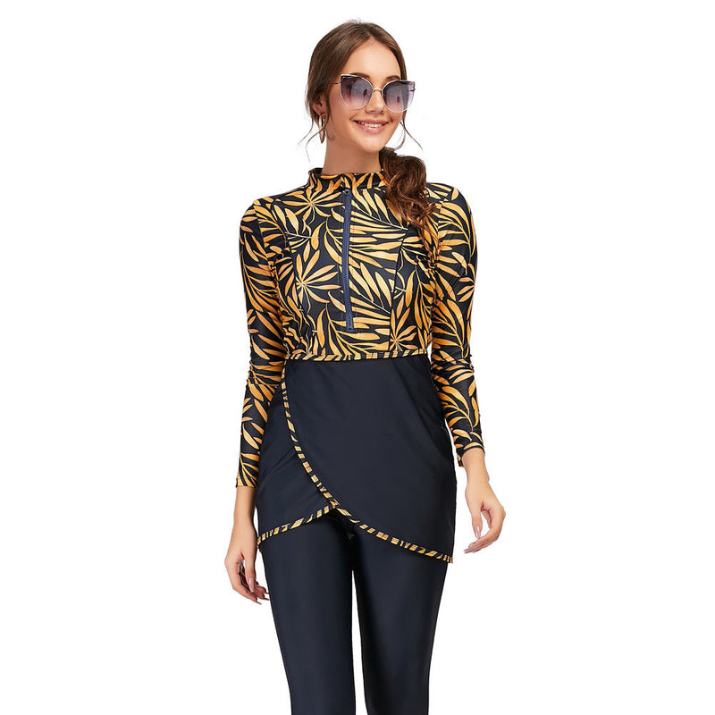 Burkini Swimwear Muslim Fashion Outfits Zipper Swimsuit