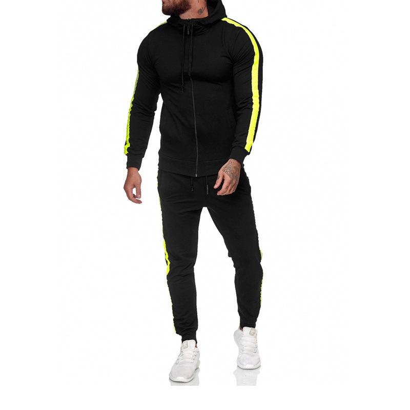 Men′s Athletic Tracksuit Sweat Suits for Men Outfits Men's Zip-up Shirt Hooded Patchwork Sweater Leisure Sports Suit plus Size Loose Casual Fashion