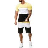 Athletic Tracksuit Sweat Suits for Men Outfits Short Sleeve Suit Outdoor Sports and Casual Contrast Color Outfit