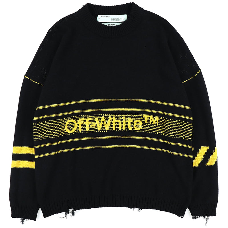 Off White Winter Sweaters Autumn and Winter Striped Knitted Sweater