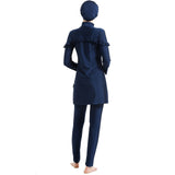 Burkini Muslim Swimwear Solid Color Slim Sun Protection Three-Piece Set Swimsuit