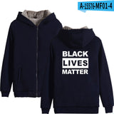 Black Lives Matter Dressing Winter Fleece-Lined Thickened Hooded Zipper Sweatshirt