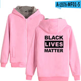 Black Lives Matter Dressing Winter Fleece-Lined Thickened Hooded Zipper Sweatshirt
