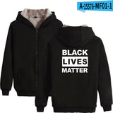 Black Lives Matter Dressing Winter Fleece-Lined Thickened Hooded Zipper Sweatshirt