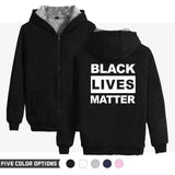Black Lives Matter Dressing Winter Fleece-Lined Thickened Hooded Zipper Sweatshirt