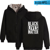 Black Lives Matter Dressing Winter Fleece-Lined Thickened Hooded Zipper Sweatshirt