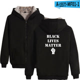 Black Lives Matter Dressing Winter Fleece-Lined Thickened Hooded Zipper Sweatshirt