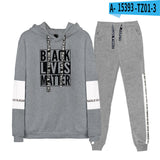 Black Lives Matter Clothing Printed Casual Patchwork Hooded Sweatshirt and Sweatpants Suit