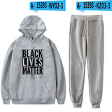 Black Lives Matter Dressing Trendy Hooded Sweater Ankle Banded Pants Casual Suit