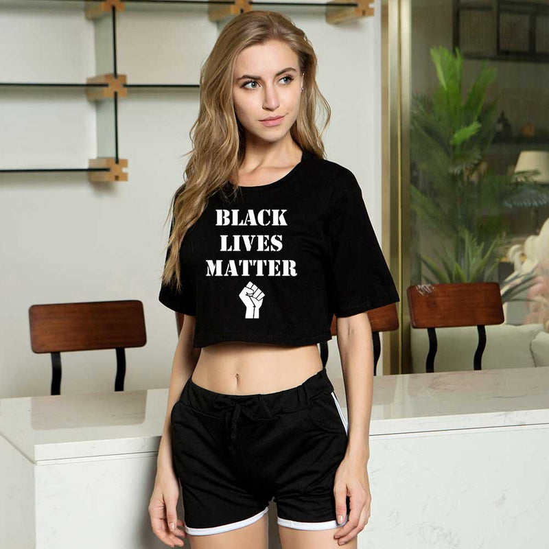 Black Lives Matter Closing Black Lives Matter Summer Leisure Crop-Top Short Sleeve T-shirt