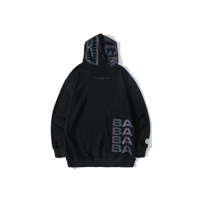 Shark Print Hoodie Reflective Sweater Teen Hooded Coat