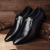 Indo Western Shoes Square Toe Vintage Casual Shoes Crocodile Pattern Slip on Leather Shoes