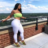 Women Plus Size Jeans Casual Solid Color Denim Pants