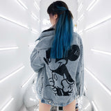 Spray Painted Jacket Spring and Autumn Graffiti Denim Jacket Coat