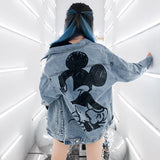Spray Painted Jacket Spring and Autumn Graffiti Denim Jacket Coat