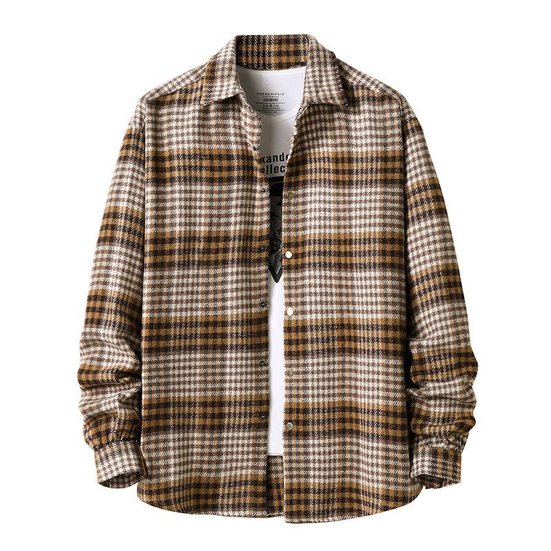 Mens Flannel Jacket Plaid Shirt Men's Style Coat Shirt
