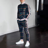 Men′s Athletic Tracksuit Sweat Suits for Men Outfits Men's Clothing Fall Winter Flower Print Plaid Men's Suit