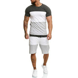 Athletic Tracksuit Sweat Suits for Men Outfits Short Sleeve Suit Outdoor Sports and Casual Contrast Color Outfit