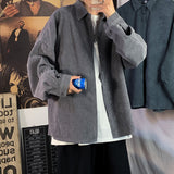 Corduroy Patch Jacket Autumn Winter Shirt Men's Loose Student Casual Jacket Shirt