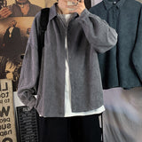 Corduroy Patch Jacket Autumn Winter Shirt Men's Loose Student Casual Jacket Shirt