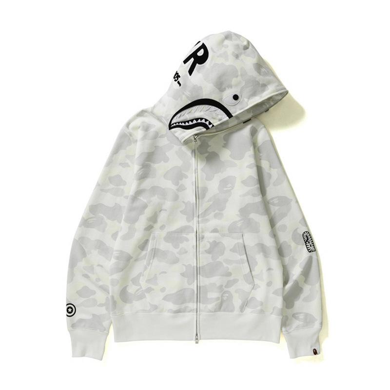 Shark Print Hoodie Men and Women plus Size Loose Hoodie Coat
