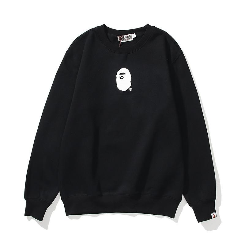 Shark Print Sweatshirts Printed Letter Fleece-Lined Crew Neck Sweater Men's and Women's Jacket