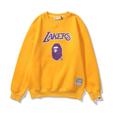 Shark Print Sweatshirts Lakers Crew Neck Sweater Velvet Padded Bottoming Shirt