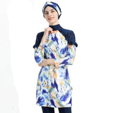 Burkini Muslim Swimwear Printed Slim Sun Protection Three-Piece Set Swimsuit