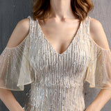 Sequin Evening Dress Tassel Sequin Fishtail Gown Female