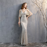 Sequin Evening Dress Tassel Sequin Fishtail Gown Female
