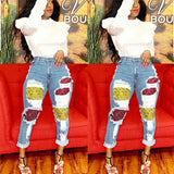 Women Plus Size Jeans Stitching Jeans Fashion Women