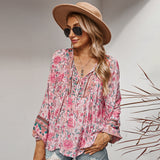 Beth Dutton Outfits Autumn Lace Romantic Holiday Printed Top for Women