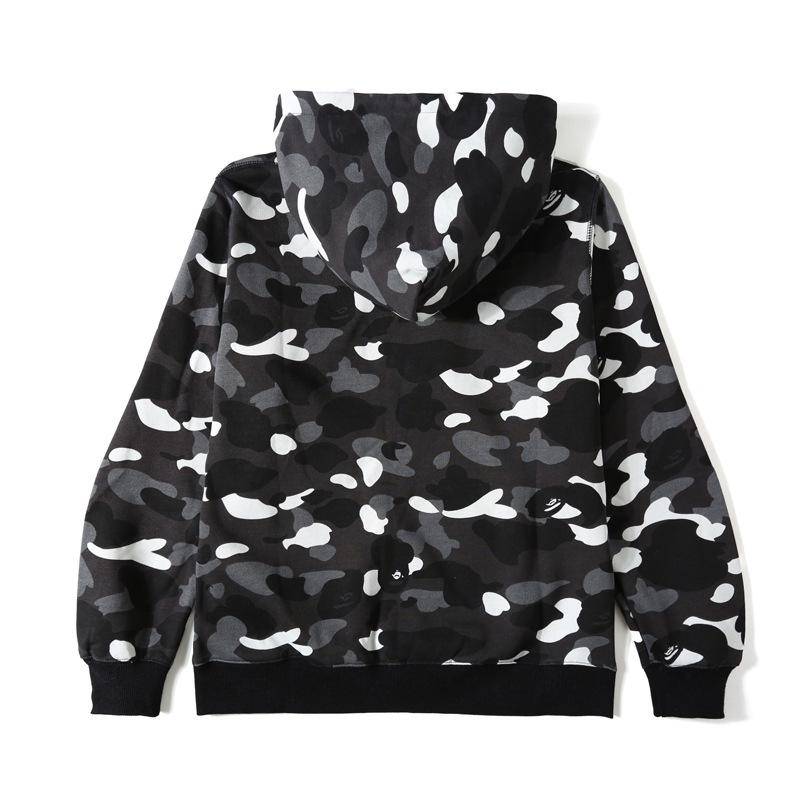 Shark Print Hoodie Shark Camouflage Luminous Embroidered Hoodie Hip Hop Men's and Women's Hoodie Coat