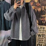 Corduroy Patch Jacket Autumn Winter Shirt Men's Loose Student Casual Jacket Shirt