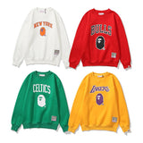 Shark Print Sweatshirts Lakers Crew Neck Sweater Velvet Padded Bottoming Shirt