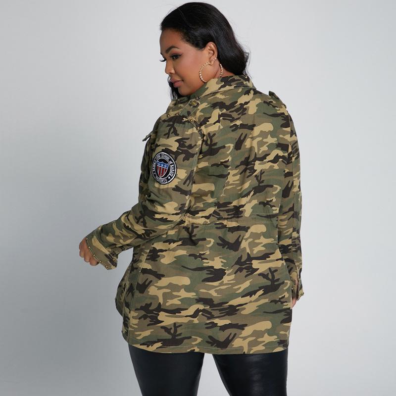 Varsity Military Camo Print Long Sleeve Bomber Jacket for Women Army Biker Jackets Windbreaker Plus Size Bags for Baseball Jackets