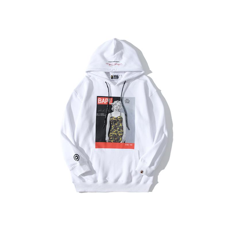 Shark Print Hoodie Camouflage Suspender Skirt Brushed Hoody Men's and Women's Hoodies