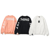 Shark Print Sweatshirts Printed Letter Fleece-Lined Crew Neck Sweater Men's and Women's Jacket