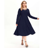 Women Plus Size Midi Dresses Round Neck Loose Dress