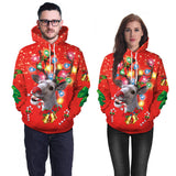 Ugly Christmas Sweater 3D Elk Digital Printed Hood Pullover Sweater