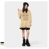 Slogan Graphic Hoodie Men's and Women's Letter Print Ripped off-Shoulder Hoodie