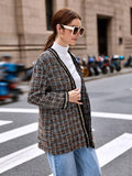 Women Plus Size Tops Vintage Plaid Coat