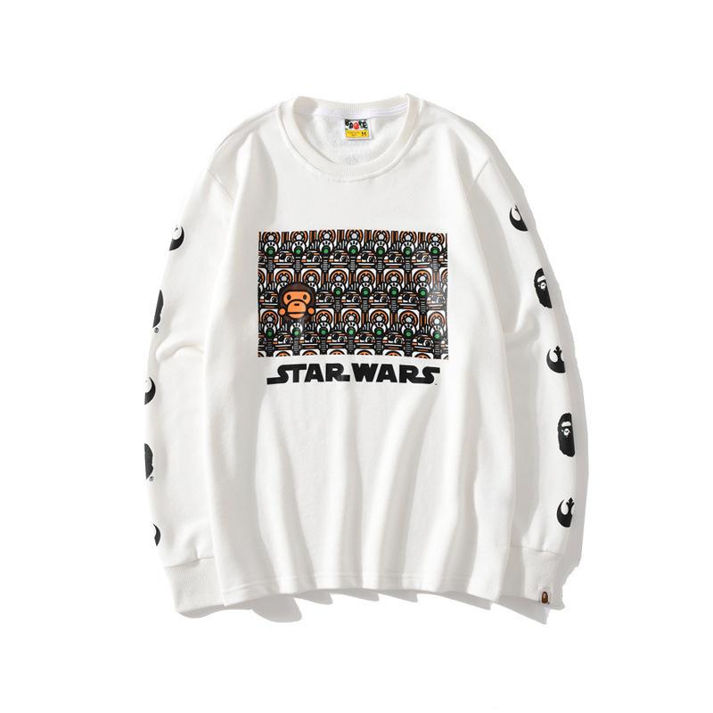 Shark Print Sweatshirts Spring and Autumn Cartoon Print Men's and Women's Ball Battle Pullover Sweater